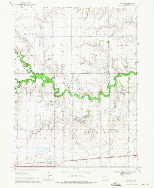 Classic USGS Grafton Nebraska 7.5'x7.5' Topo Map Image