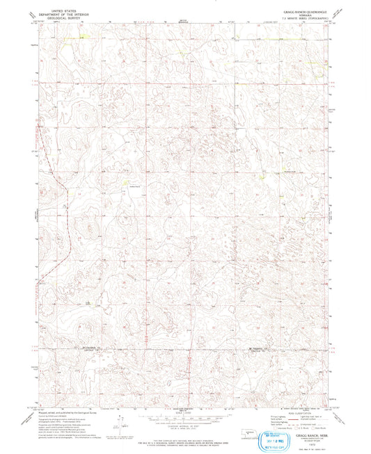 Classic USGS Gragg Ranch Nebraska 7.5'x7.5' Topo Map Image