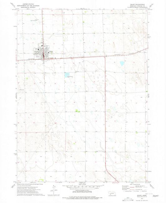 Classic USGS Grant Nebraska 7.5'x7.5' Topo Map Image