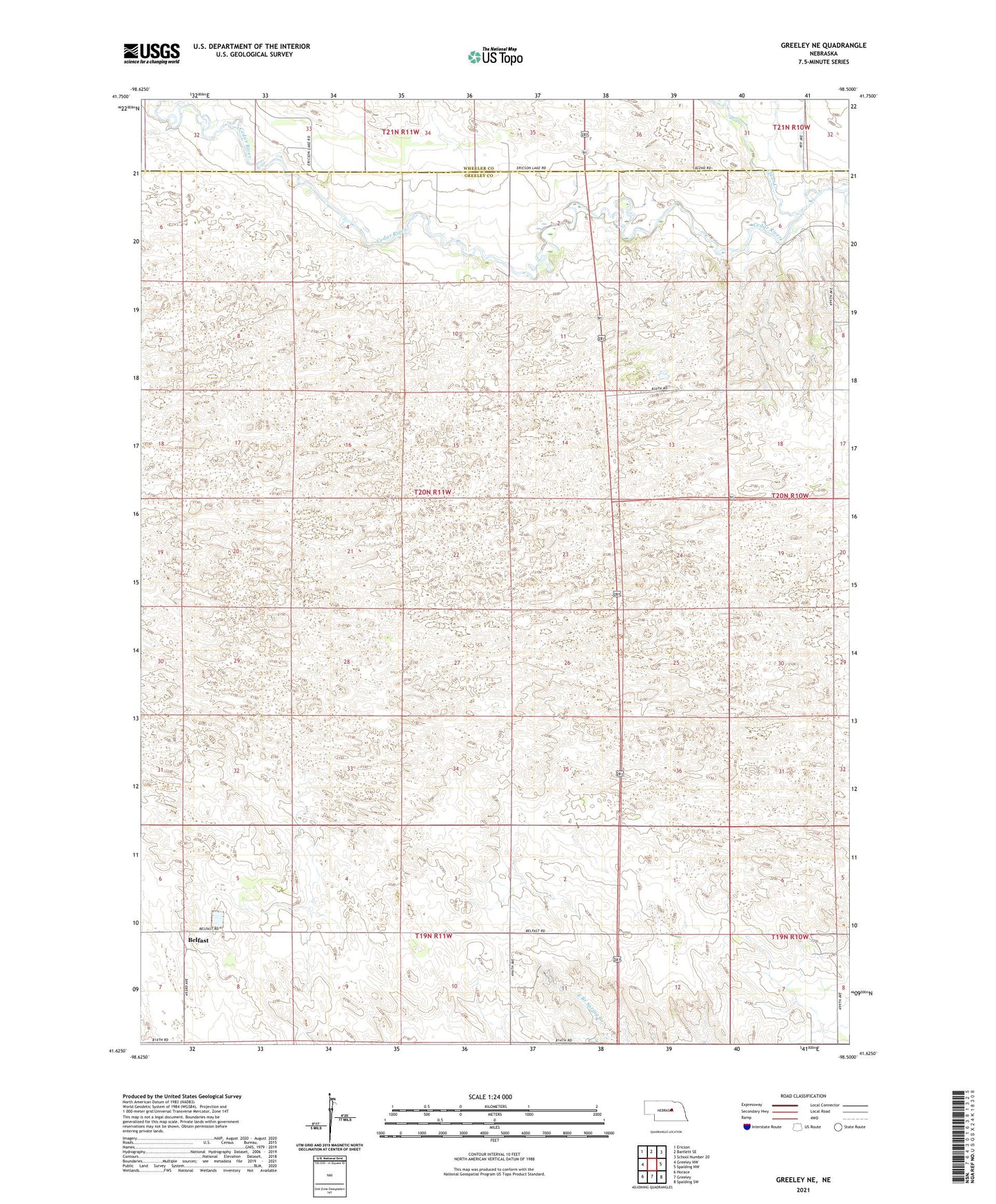 Greeley NE Nebraska US Topo Map Image