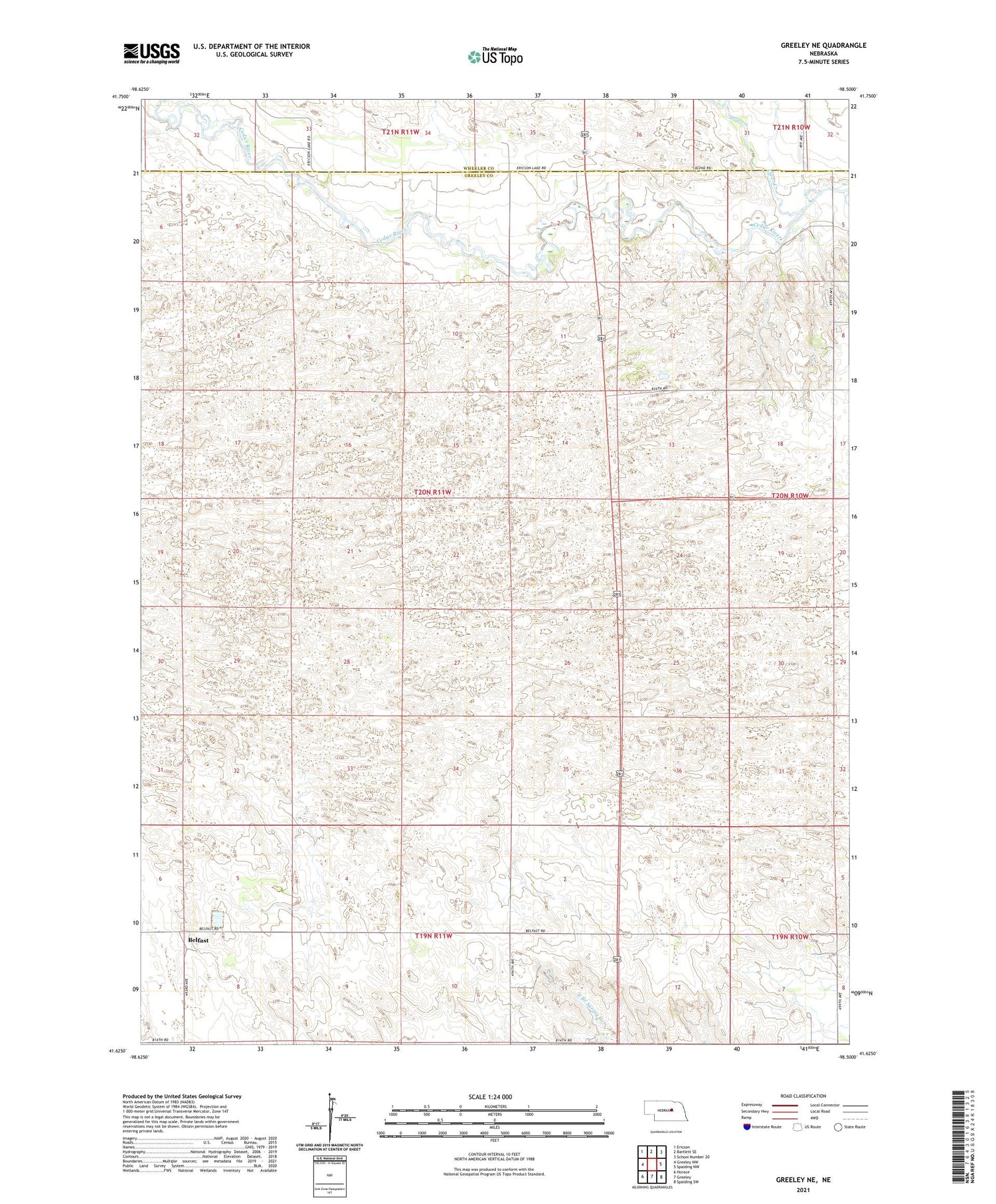 Greeley NE Nebraska US Topo Map Image