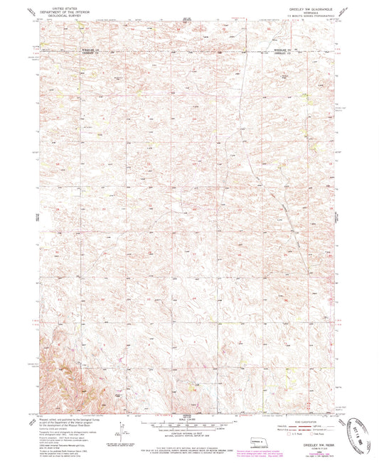 Classic USGS Greeley NW Nebraska 7.5'x7.5' Topo Map Image
