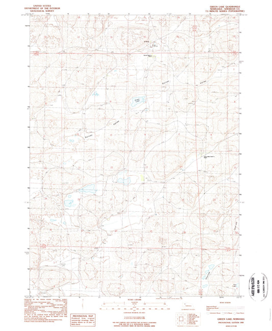Classic USGS Green Lake Nebraska 7.5'x7.5' Topo Map Image