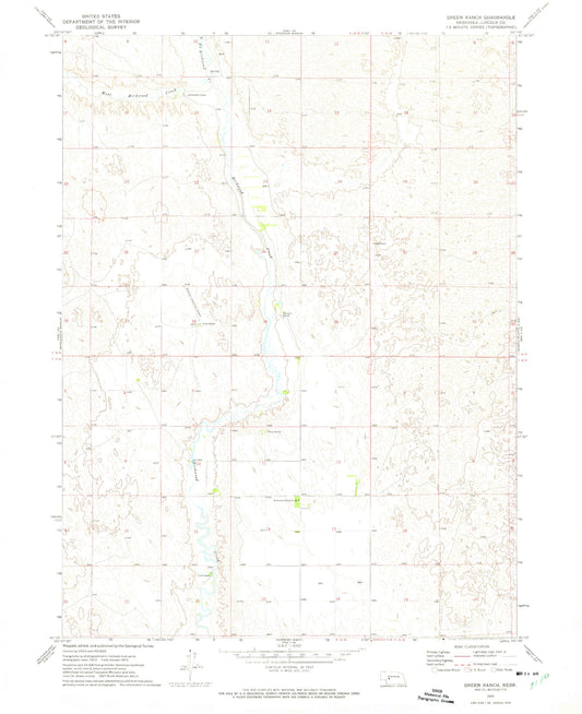 Classic USGS Green Ranch Nebraska 7.5'x7.5' Topo Map Image