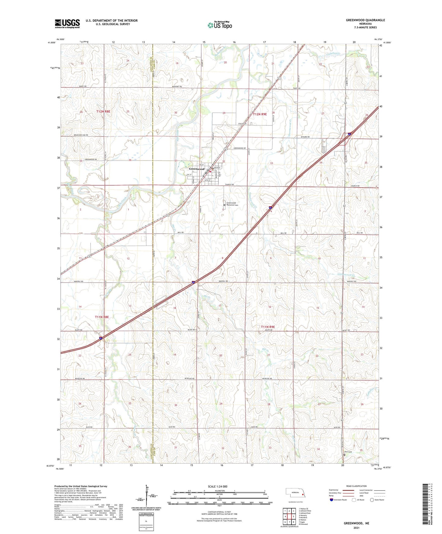 Greenwood Nebraska US Topo Map Image