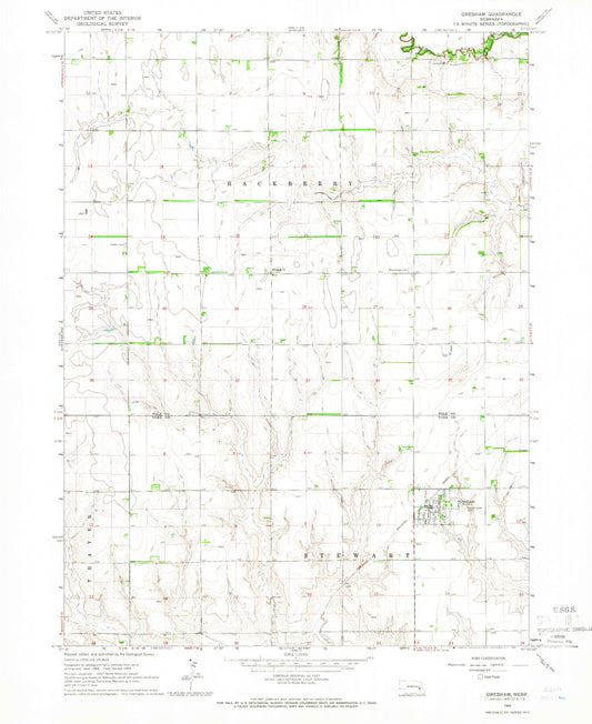 Classic USGS Gresham Nebraska 7.5'x7.5' Topo Map Image