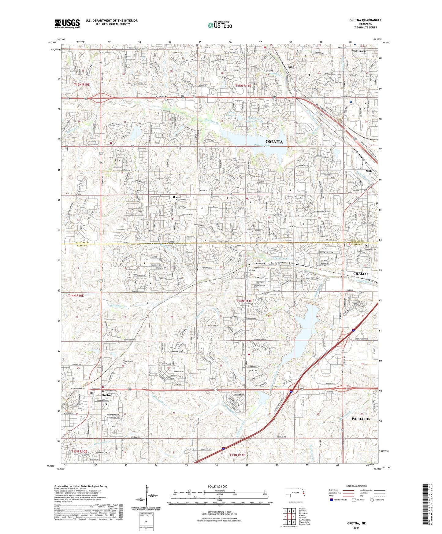 Gretna Nebraska US Topo Map Image