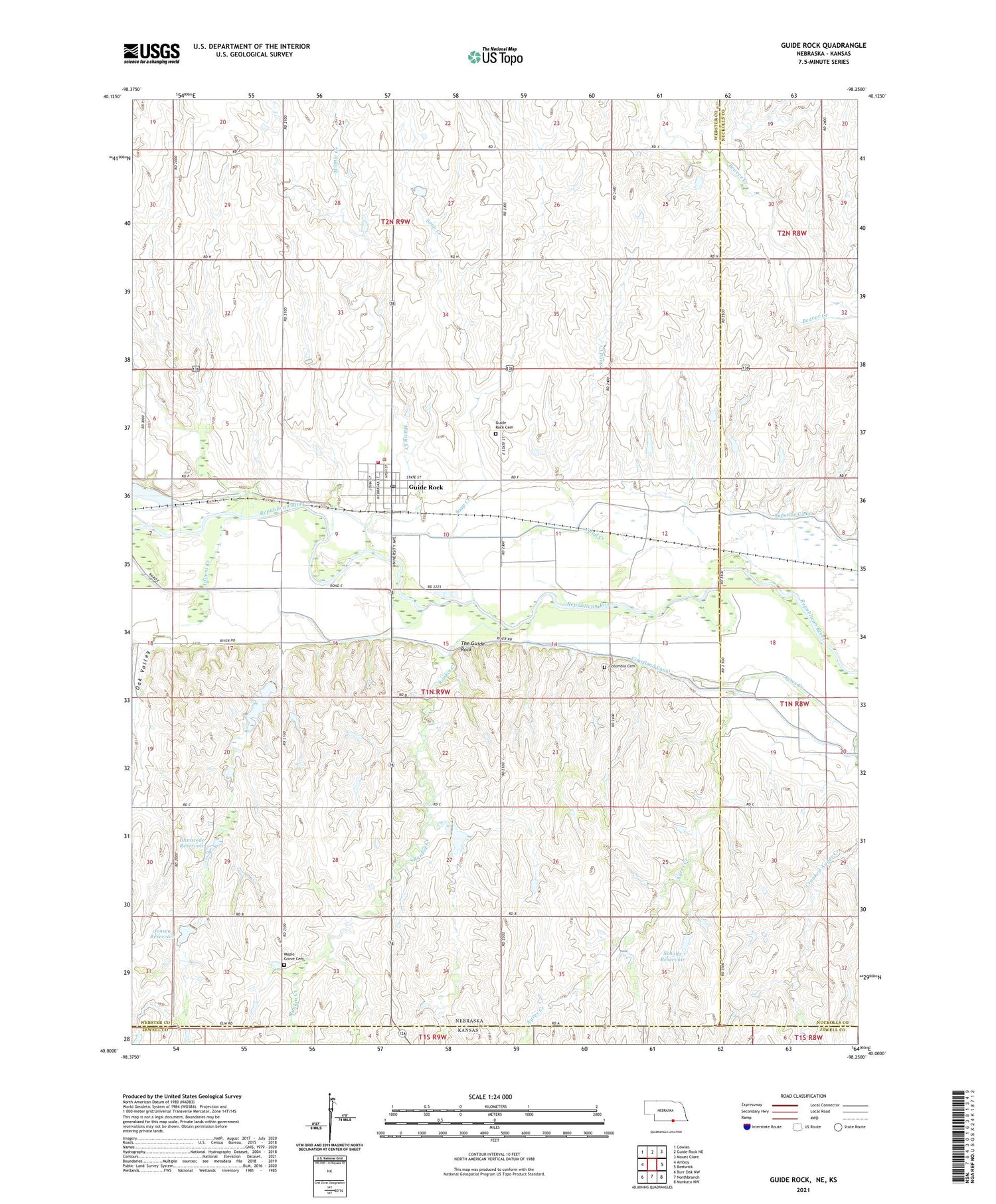 Guide Rock Nebraska US Topo Map Image