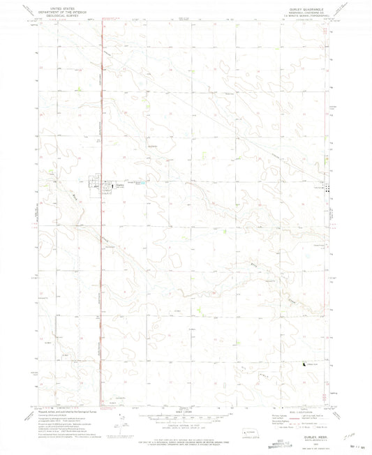 Classic USGS Gurley Nebraska 7.5'x7.5' Topo Map Image