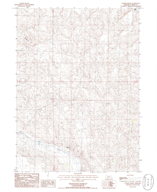 Classic USGS Gusher Spring Nebraska 7.5'x7.5' Topo Map Image
