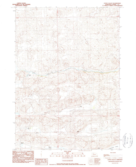 Classic USGS Gypsy Valley Nebraska 7.5'x7.5' Topo Map Image