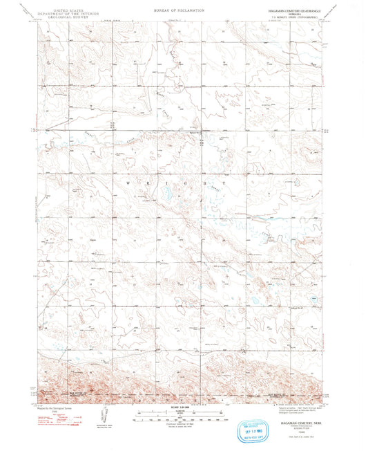 Classic USGS Hagaman Cemetery Nebraska 7.5'x7.5' Topo Map Image