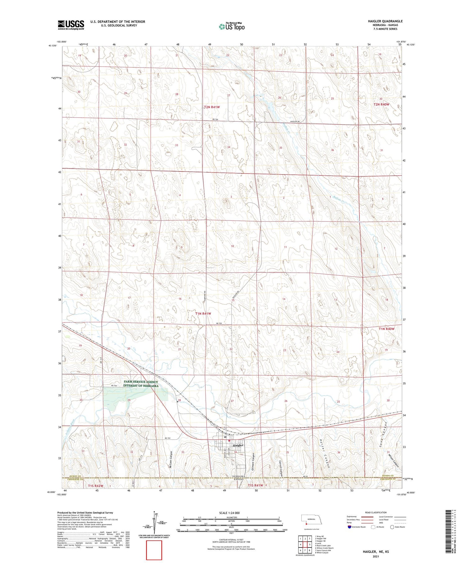 Haigler Nebraska US Topo Map Image