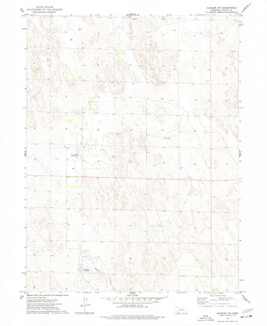Classic USGS Haigler NW Nebraska 7.5'x7.5' Topo Map Image
