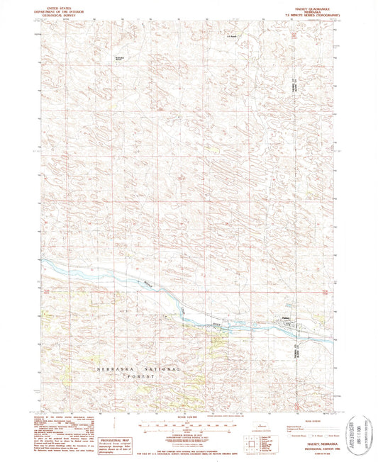 Classic USGS Halsey Nebraska 7.5'x7.5' Topo Map Image