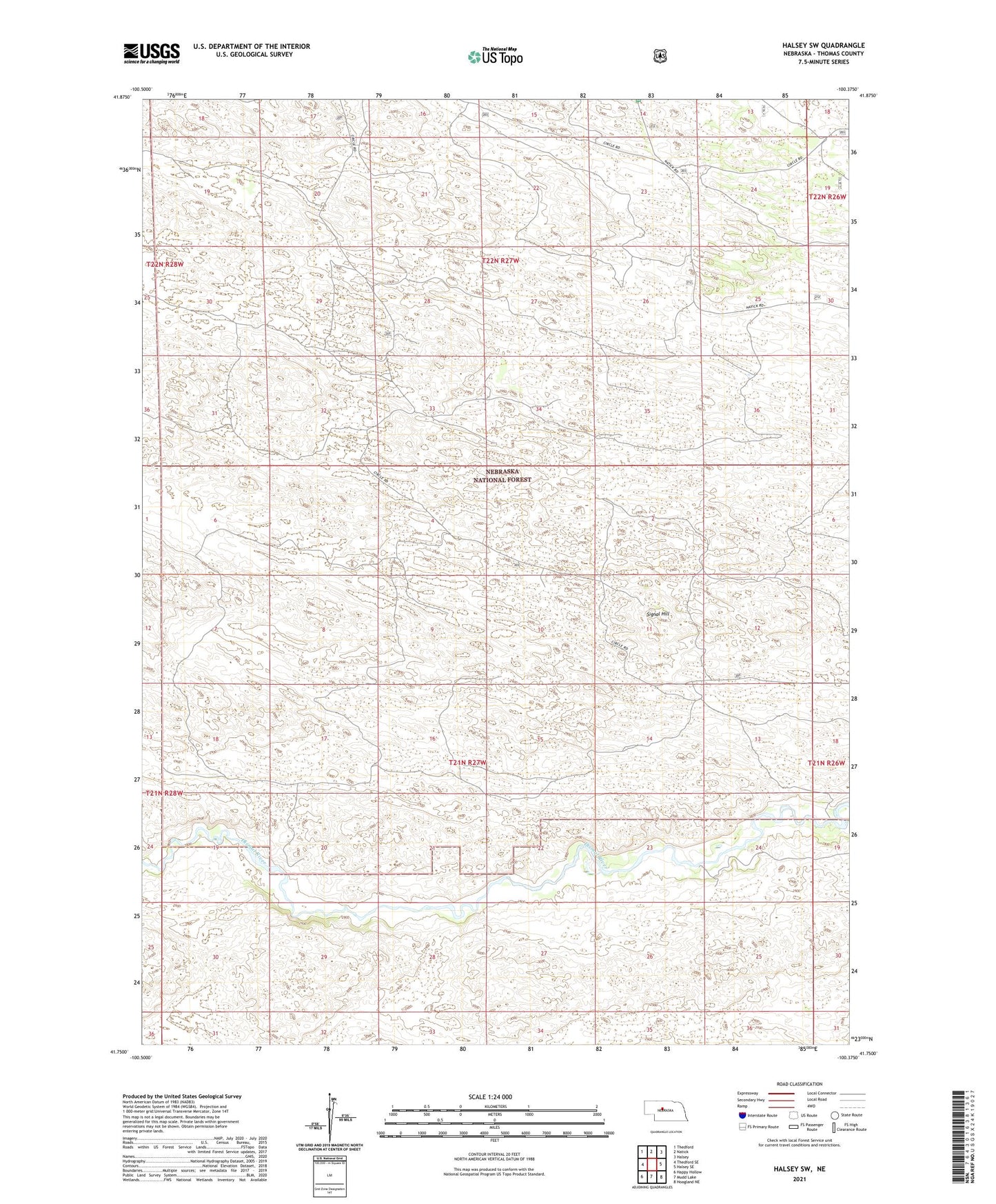 Halsey SW Nebraska US Topo Map Image