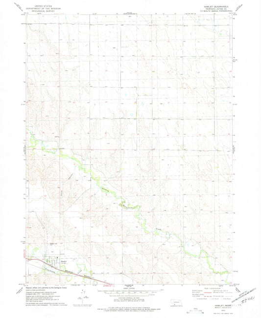 Classic USGS Hamlet Nebraska 7.5'x7.5' Topo Map Image