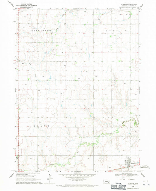 Classic USGS Hampton Nebraska 7.5'x7.5' Topo Map Image