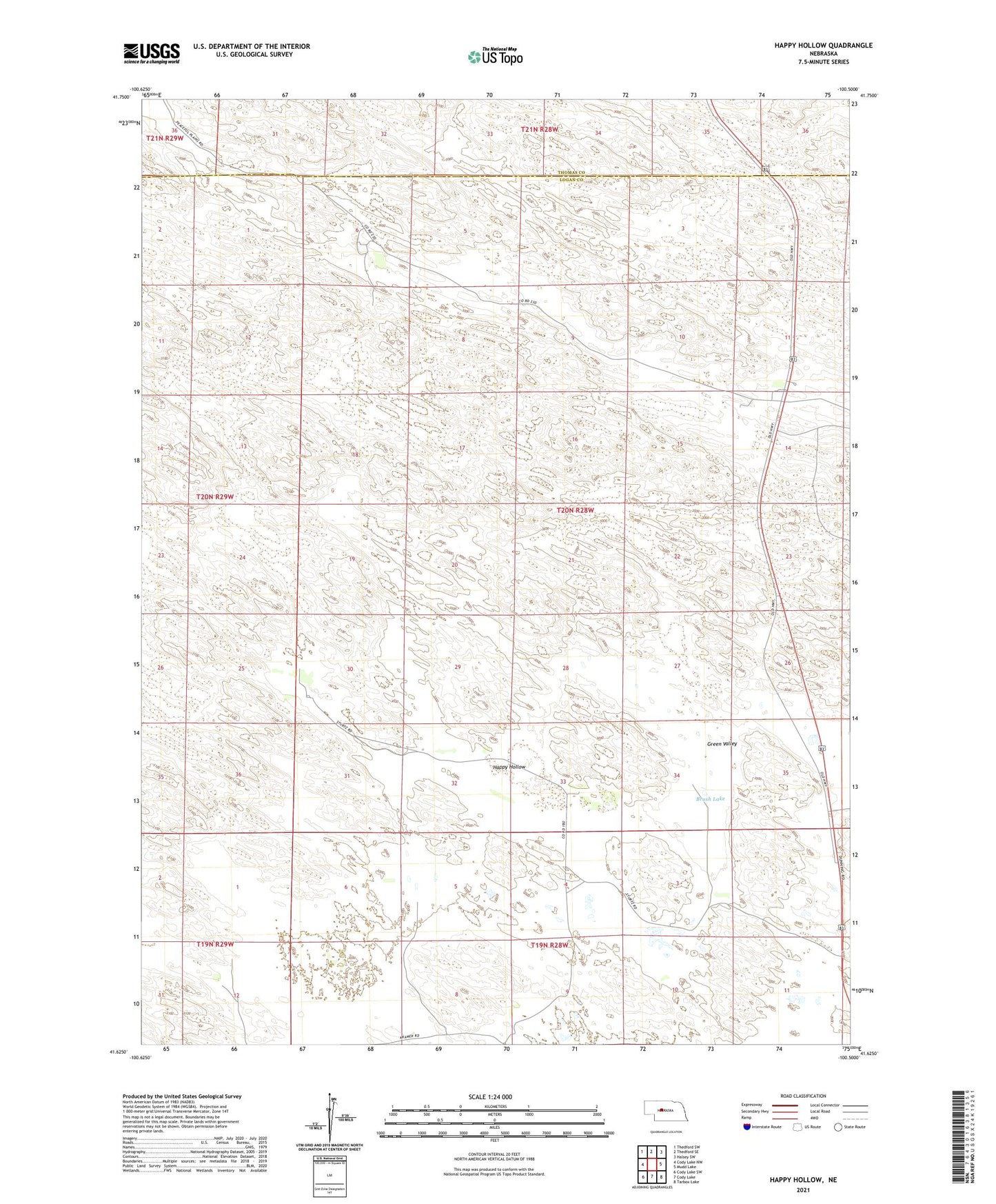 Happy Hollow Nebraska US Topo Map Image
