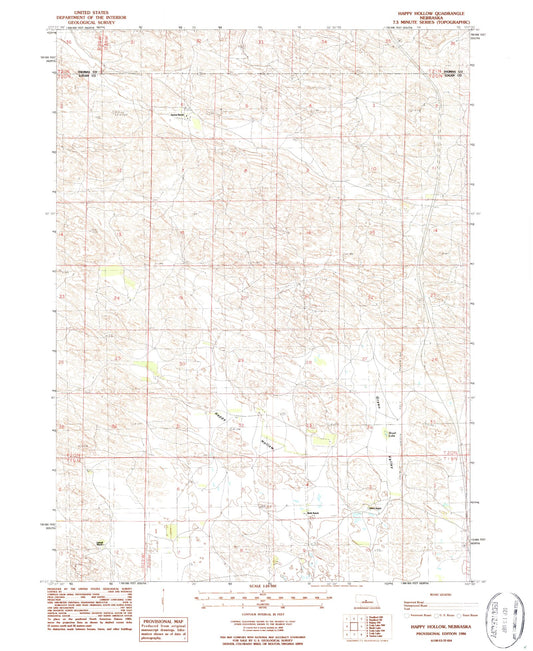 Classic USGS Happy Hollow Nebraska 7.5'x7.5' Topo Map Image