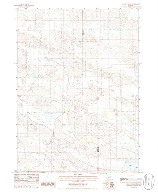 Classic USGS Harr Valley Nebraska 7.5'x7.5' Topo Map Image