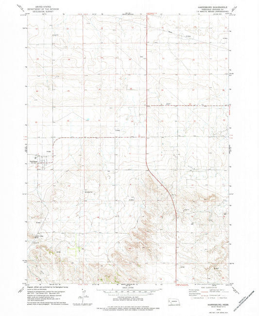 Classic USGS Harrisburg Nebraska 7.5'x7.5' Topo Map Image
