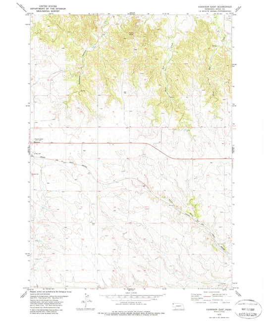 Classic USGS Harrison East Nebraska 7.5'x7.5' Topo Map Image