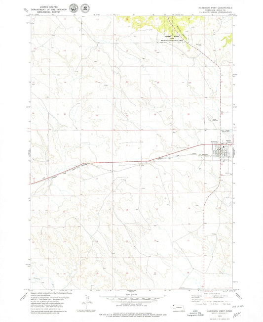 Classic USGS Harrison West Nebraska 7.5'x7.5' Topo Map Image