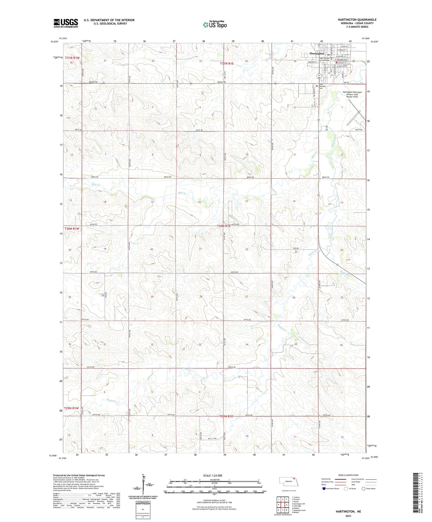Hartington Nebraska US Topo Map Image