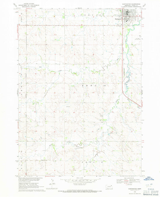 Classic USGS Hartington Nebraska 7.5'x7.5' Topo Map Image