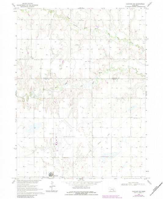 Classic USGS Harvard NE Nebraska 7.5'x7.5' Topo Map Image