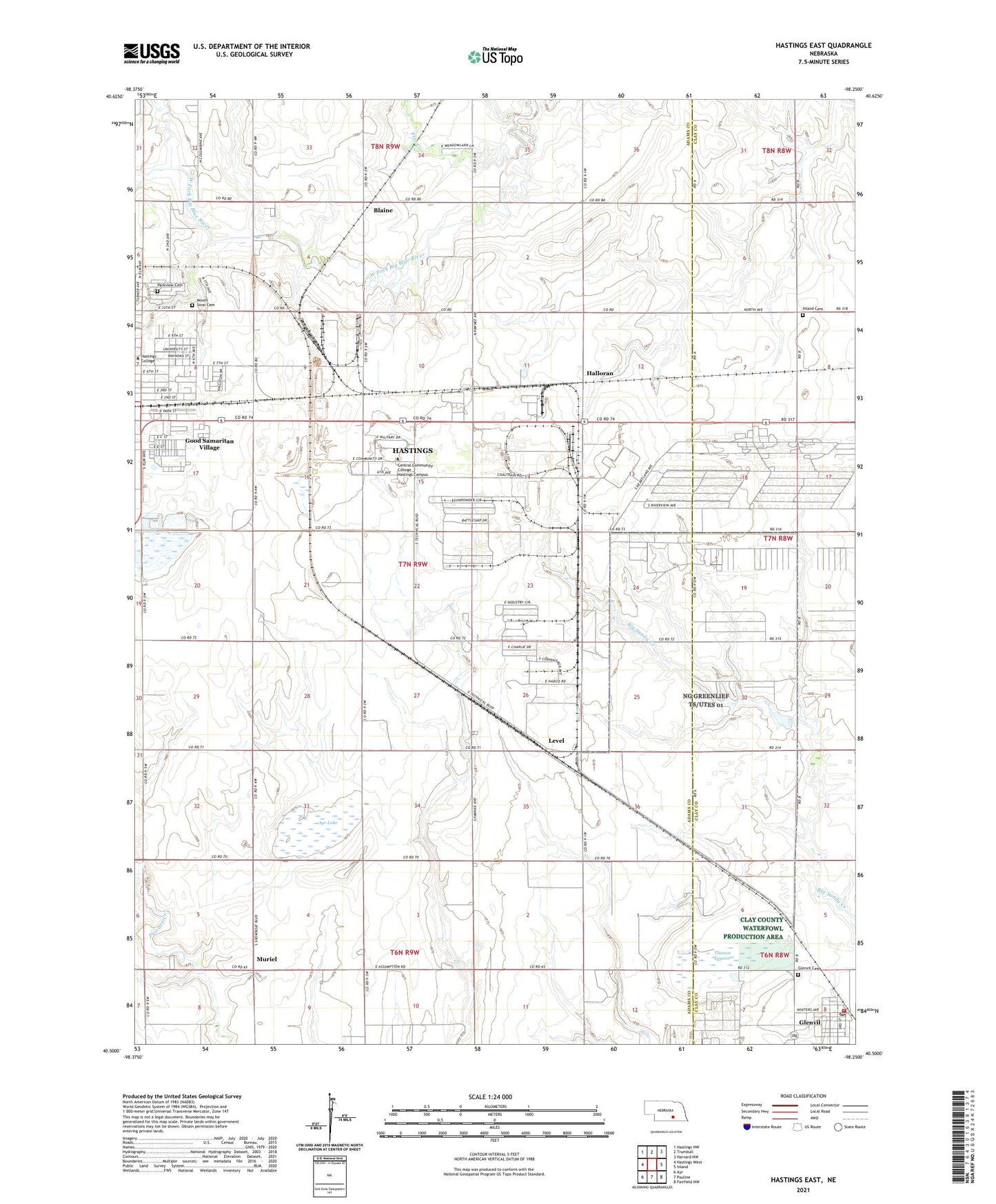 Hastings East Nebraska US Topo Map Image
