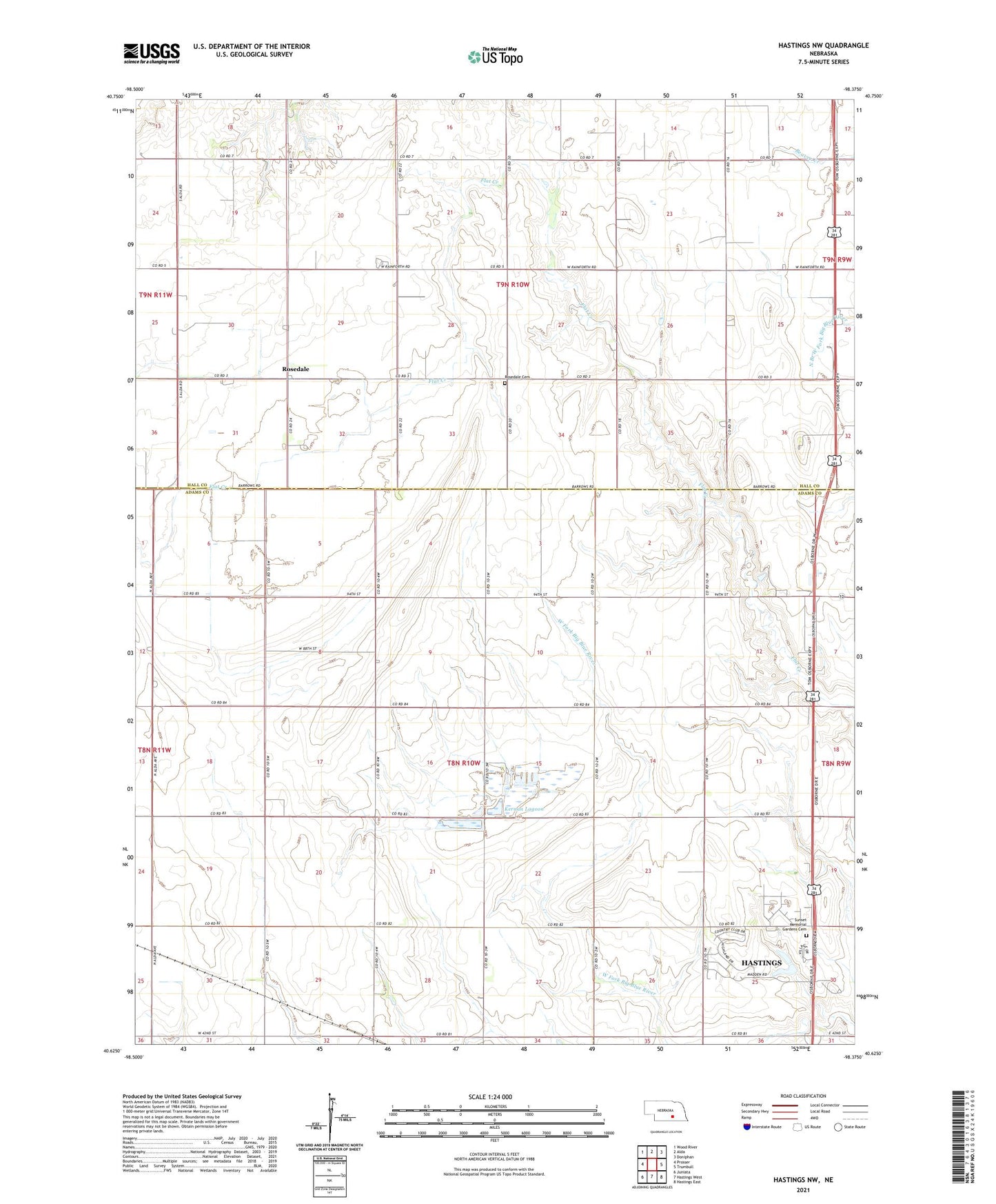 Hastings NW Nebraska US Topo Map Image