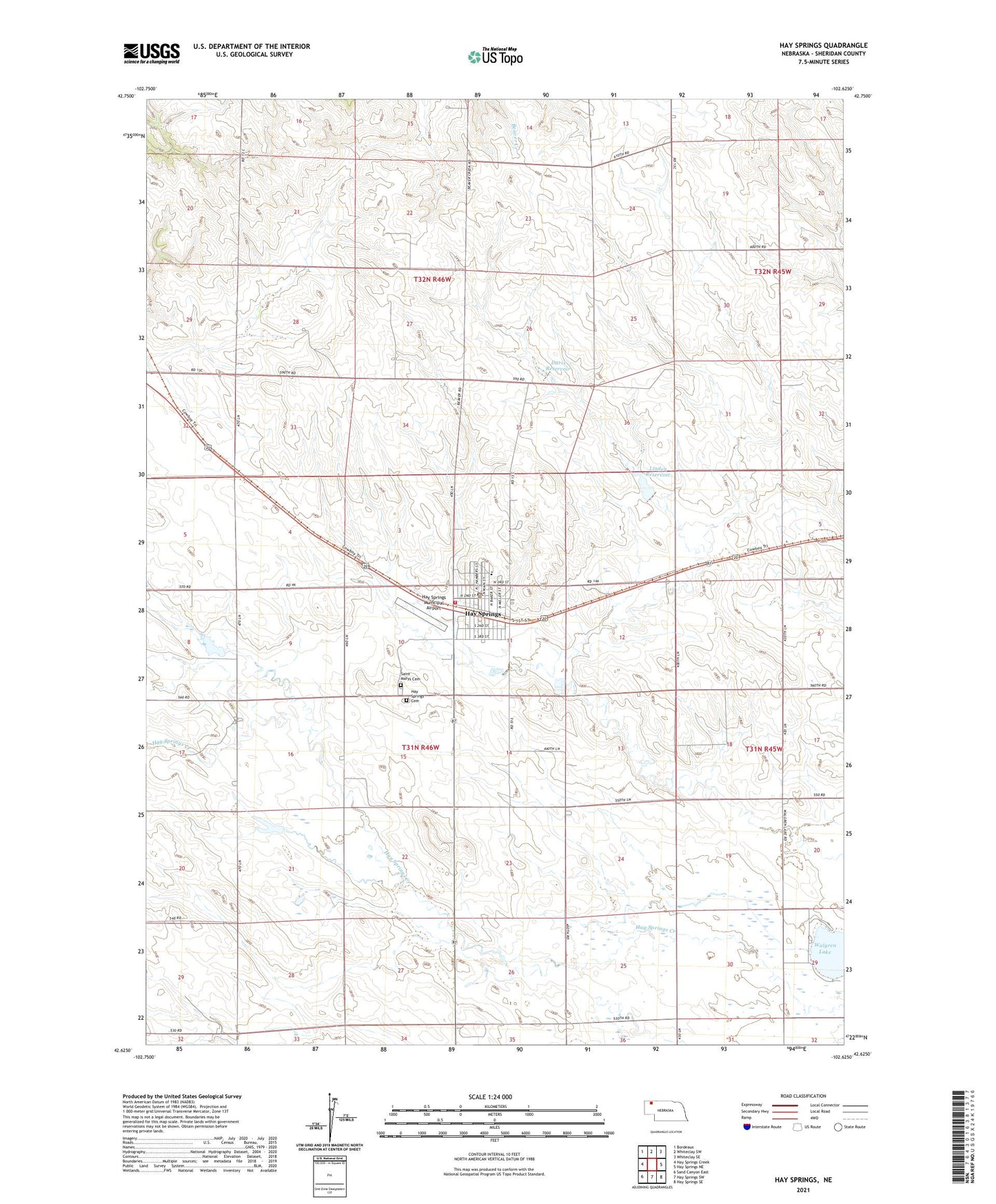 Hay Springs Nebraska US Topo Map Image