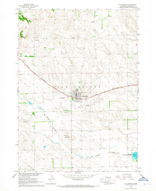 Classic USGS Hay Springs Nebraska 7.5'x7.5' Topo Map Image