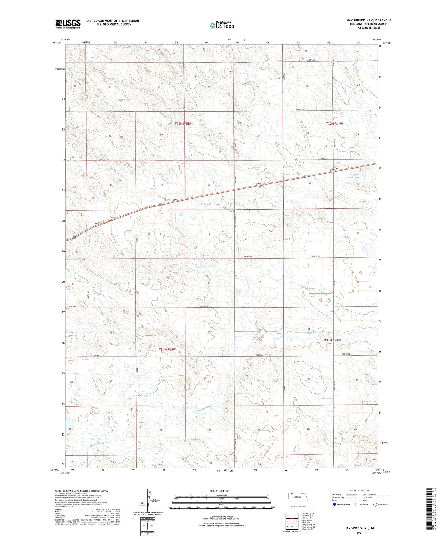 Hay Springs NE Nebraska US Topo Map Image