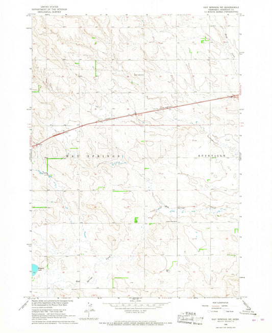 Classic USGS Hay Springs NE Nebraska 7.5'x7.5' Topo Map Image