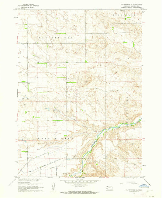 Classic USGS Hay Springs SE Nebraska 7.5'x7.5' Topo Map Image