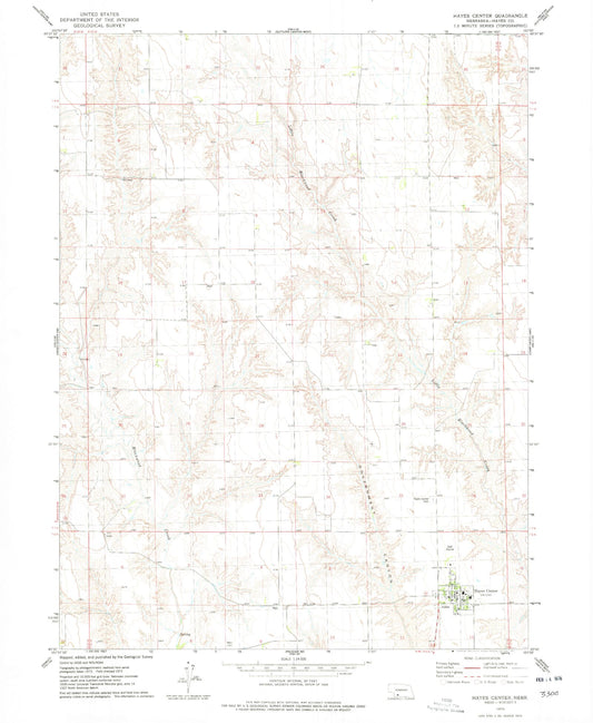 Classic USGS Hayes Center Nebraska 7.5'x7.5' Topo Map Image