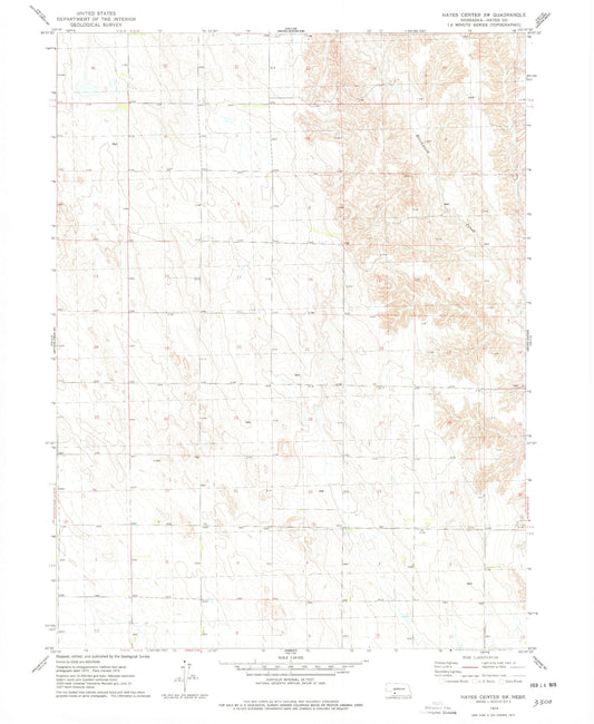 Classic USGS Hayes Center SW Nebraska 7.5'x7.5' Topo Map Image