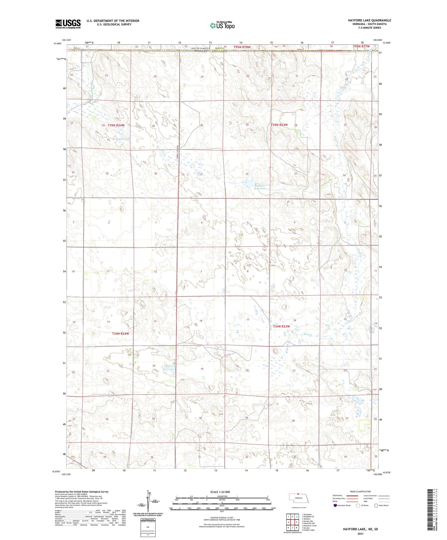 Hayford Lake Nebraska US Topo Map Image