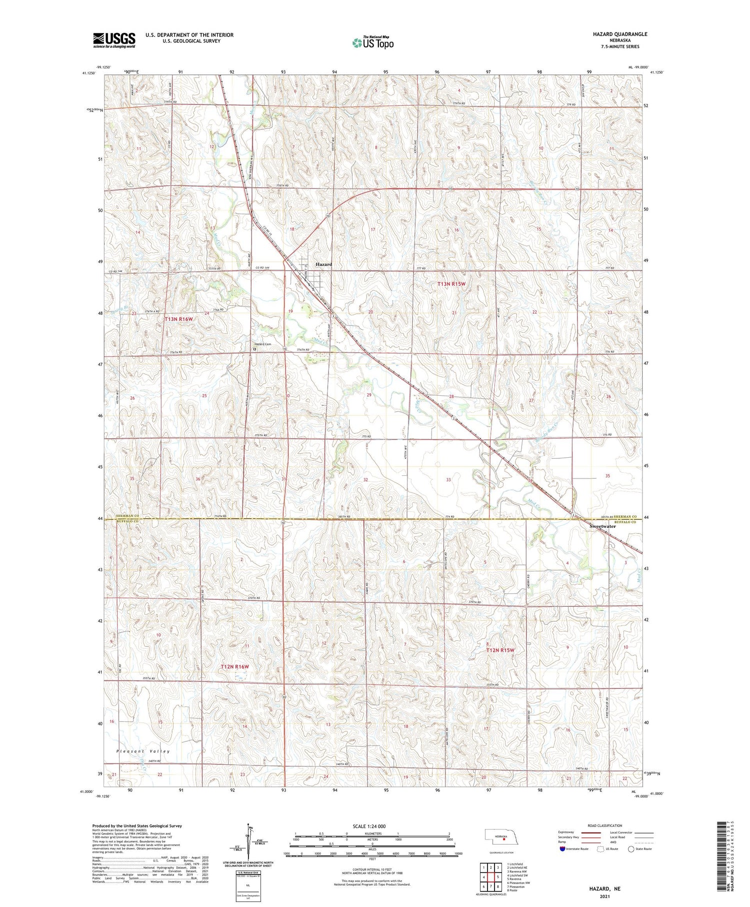 Hazard Nebraska US Topo Map Image