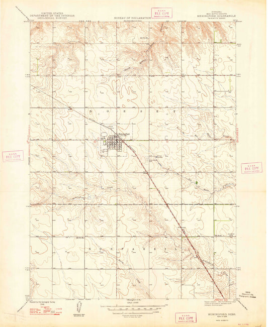 Classic USGS Hemingford Nebraska 7.5'x7.5' Topo Map Image