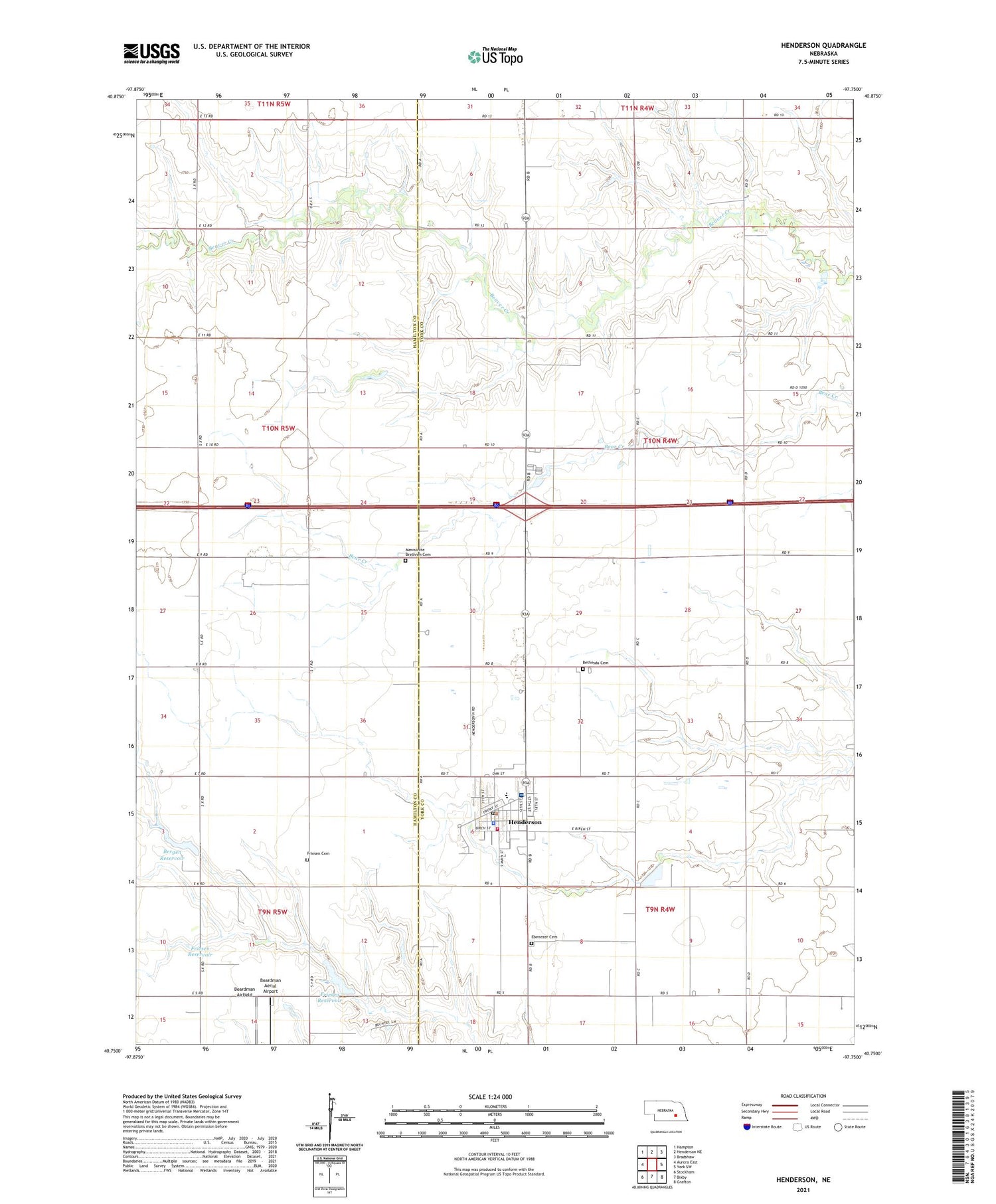 Henderson Nebraska US Topo Map Image