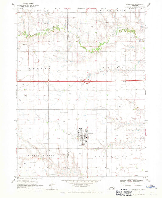 Classic USGS Henderson Nebraska 7.5'x7.5' Topo Map Image
