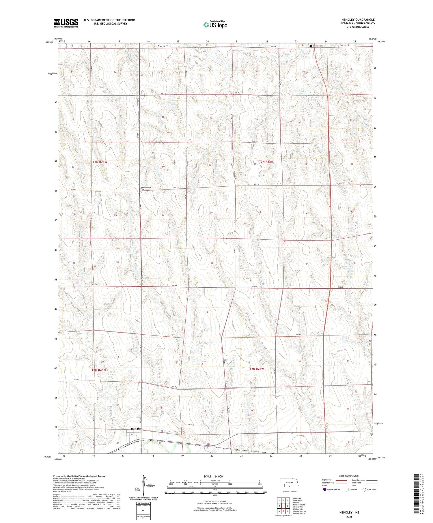 Hendley Nebraska US Topo Map Image
