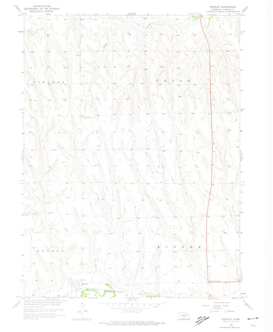 Classic USGS Hendley Nebraska 7.5'x7.5' Topo Map Image