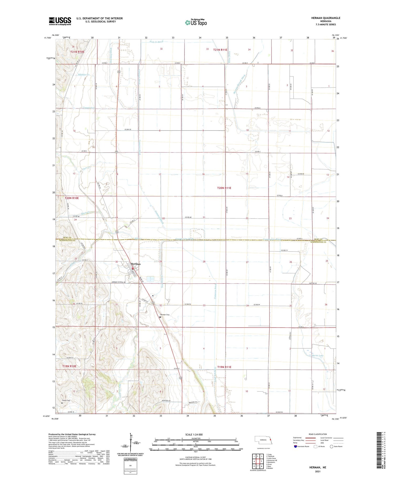 Herman Nebraska US Topo Map Image
