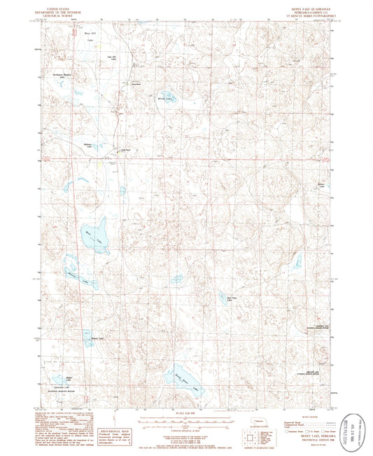 Classic USGS Hessey Lake Nebraska 7.5'x7.5' Topo Map Image