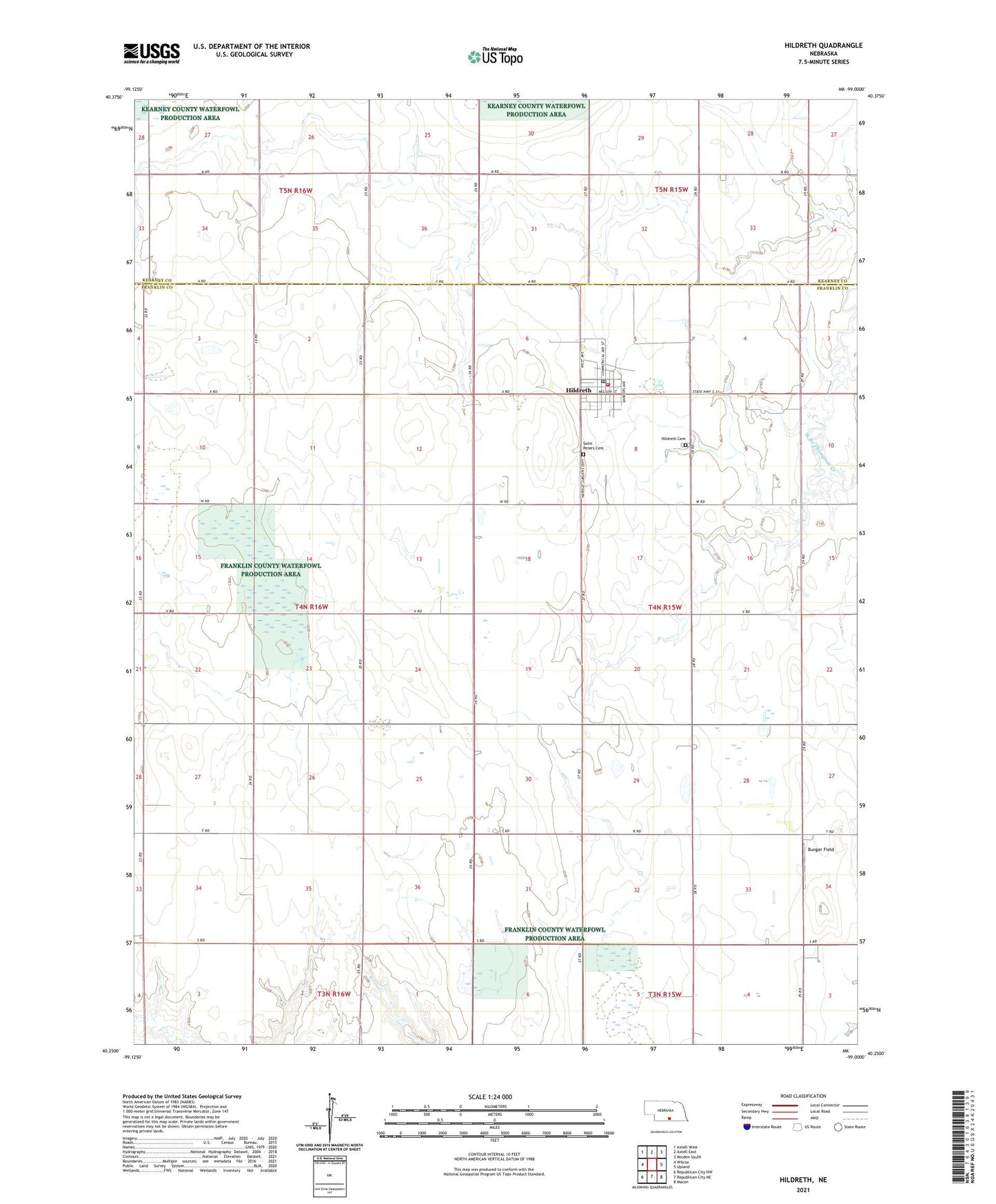 Hildreth Nebraska US Topo Map Image